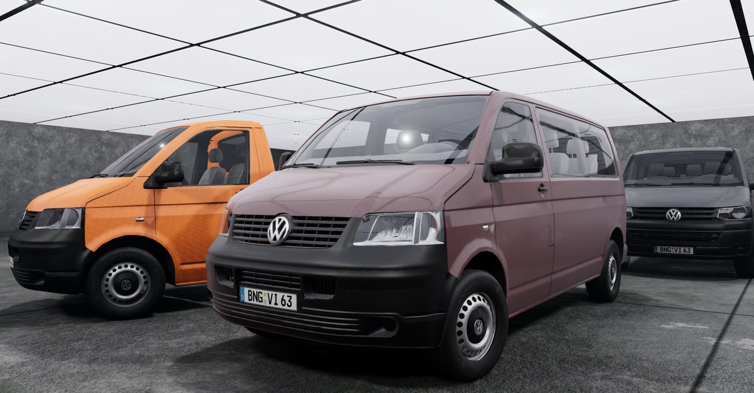 МОД Volkswagen T5+FL/Multivan/Caravelle/Pritsche/Kombi/Transporter Huge Pack v1.0 (0.36.x) ДЛЯ BEAMNG.DRIVE
