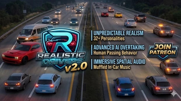 Мод Realistic Drivers AI v2.1 (0.38.x) ДЛЯ BEAMNG.DRIVE
