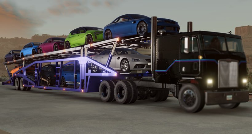 Мод Car Hauler Transport Trailer v1.0 (0.38.x) ДЛЯ BEAMNG.DRIVE