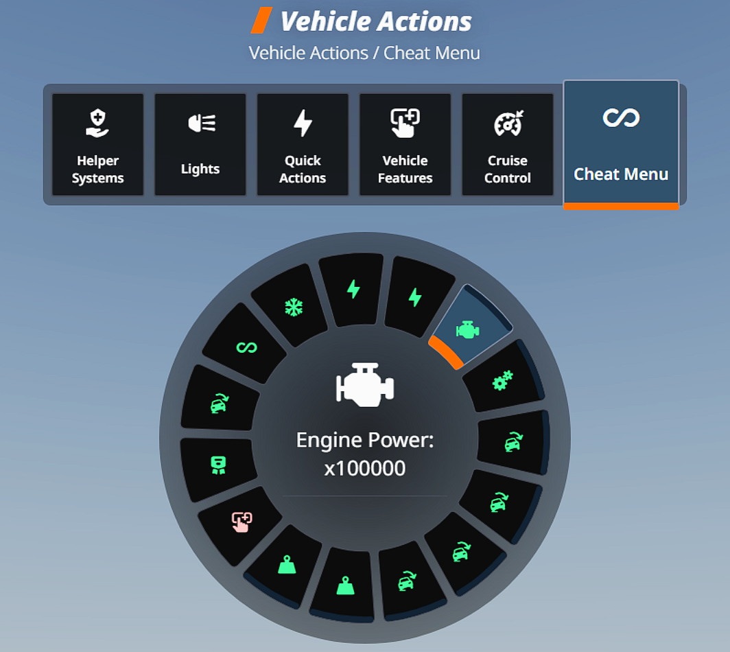 Мод Radial Cheat Menu v1.1.6 (0.38.x) ДЛЯ BEAMNG.DRIVE