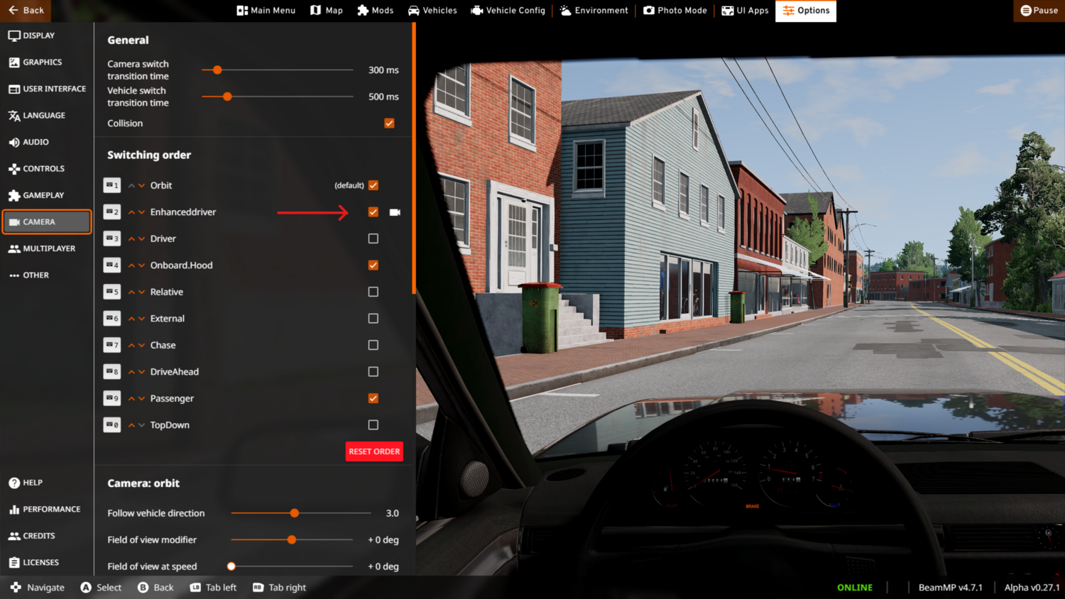 Мод Enhanced Interior Camera v2.7.1 (0.38.x) ДЛЯ BEAMNG.DRIVE