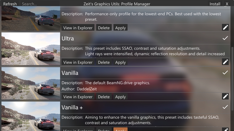 МОД Zeit's Graphics v19.2 (0.39.x) ДЛЯ BEAMNG.DRIVE