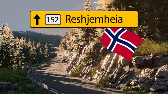 МОД Карта Norwegian Road 152 "Reshjemheia" v0.4.2 (0.39.x) ДЛЯ BEAMNG.DRIVE