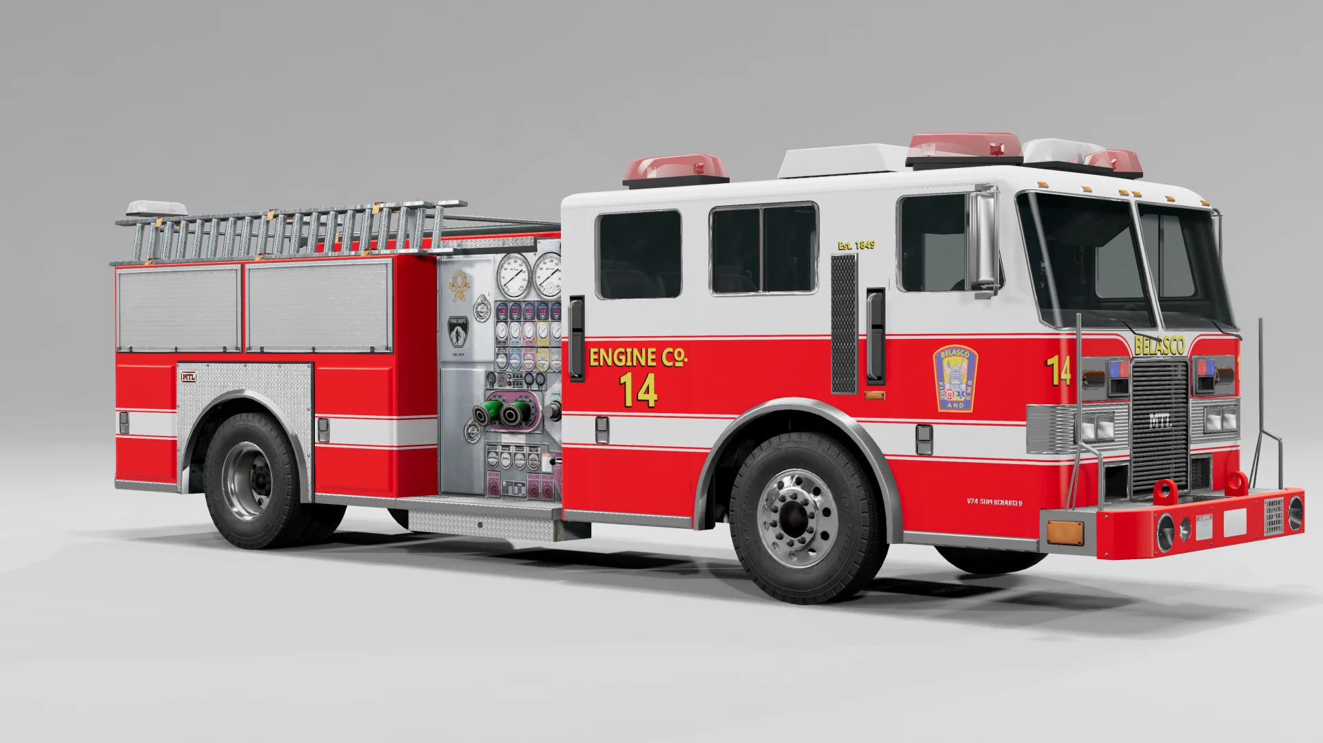 МОД MTL Fire Truck v1.2 (0.34.x) ДЛЯ BEAMNG.DRIVE